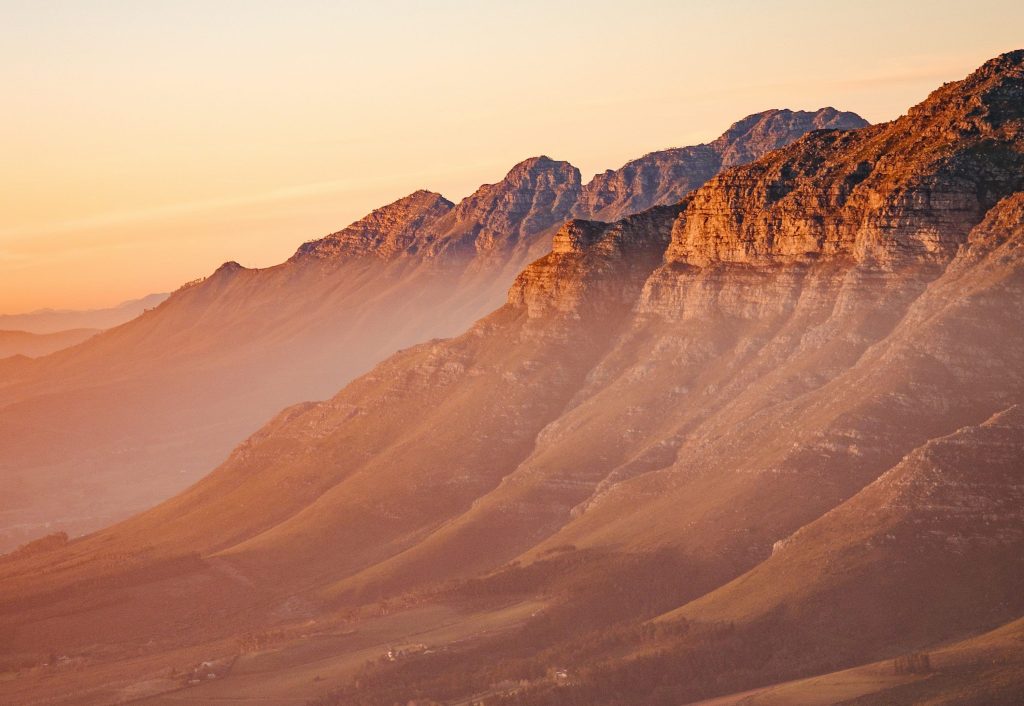 Range of mountains in beautiful sunlight for launch of Absa African Financial Markets Index (AFMI) report.