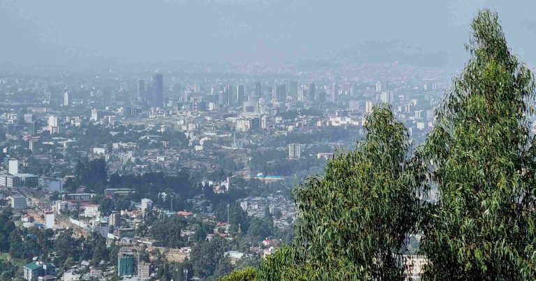 view of Addis Ababa city from Mount Entoto, money market progress in Ethiopia