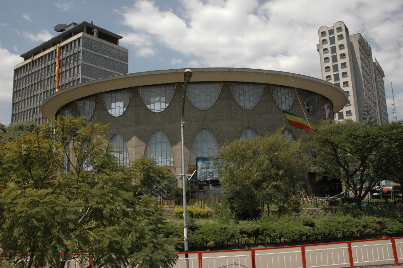 Bank branch building illustrates Ethiopian architecture. National Bank of Ethiopia launches CSD and investor portal