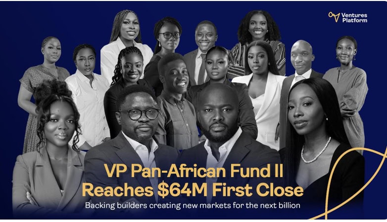 banner with African tech titans and words, highlight the venture capital investment into Venture Partners Pan-African Fund II