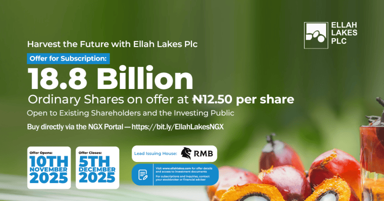 A banner advertisement for a share offer to raise capital for a Nigerian agricultural enterprise, capital raising in Africa.