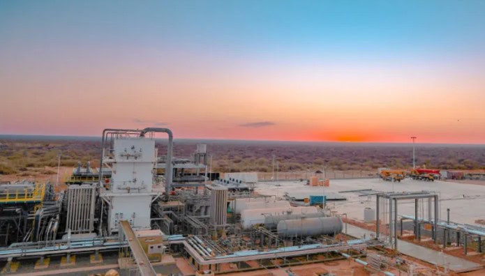 Sun shines over the Ogaden basin in Ethiopia and a giant plant to produce liquefied natural gas (LNG)