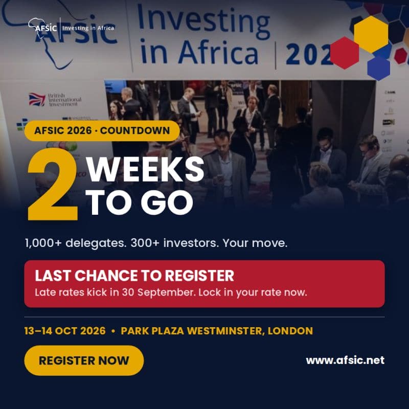 Flyer advertising top African investment and African capital markets conference.
